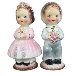 Vintage Josef 1953 Originals Ceramic Figurines Boy Girl Wedding